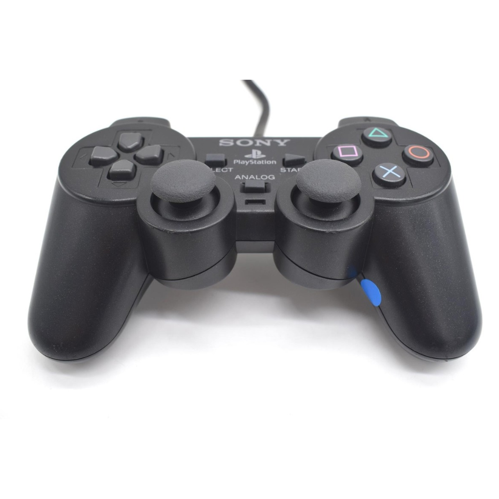 Official Sony DualShock 2 black wired controller for PlayStation 2 PS2 - angled