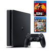 Sony Playstation 4 PS4 Slim 500GB Black Console & Controller Rockstar Games Bundle Complete With Two Games (Preowned)