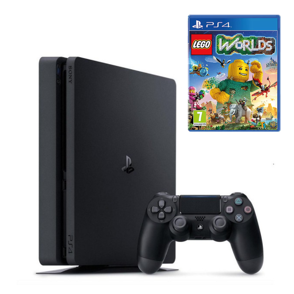 Sony Playstation 4 PS4 Slim 500GB Black Console & Controller Games Bundle Complete With Lego Worlds (Preowned)
