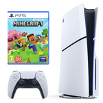 Sony Playstation 5 PS5 Slim 825GB White Disc Edition Console, Controller & Minecraft Game Bundle (Preowned)